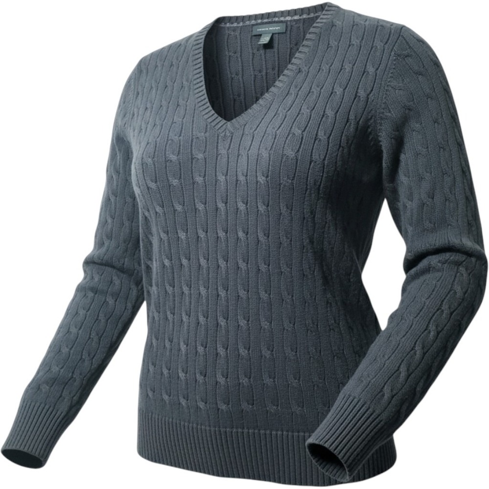 Tommy Hilfiger Sweater Womens XXL Navy Blue V-Neck Cable Knit Preppy Academic